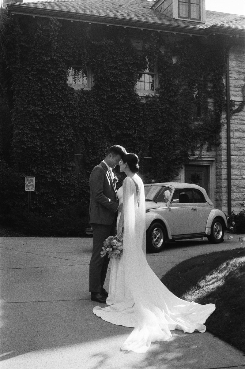 Bride and Groom portraits during their Persian American wedding at St. Paul College Club on film.